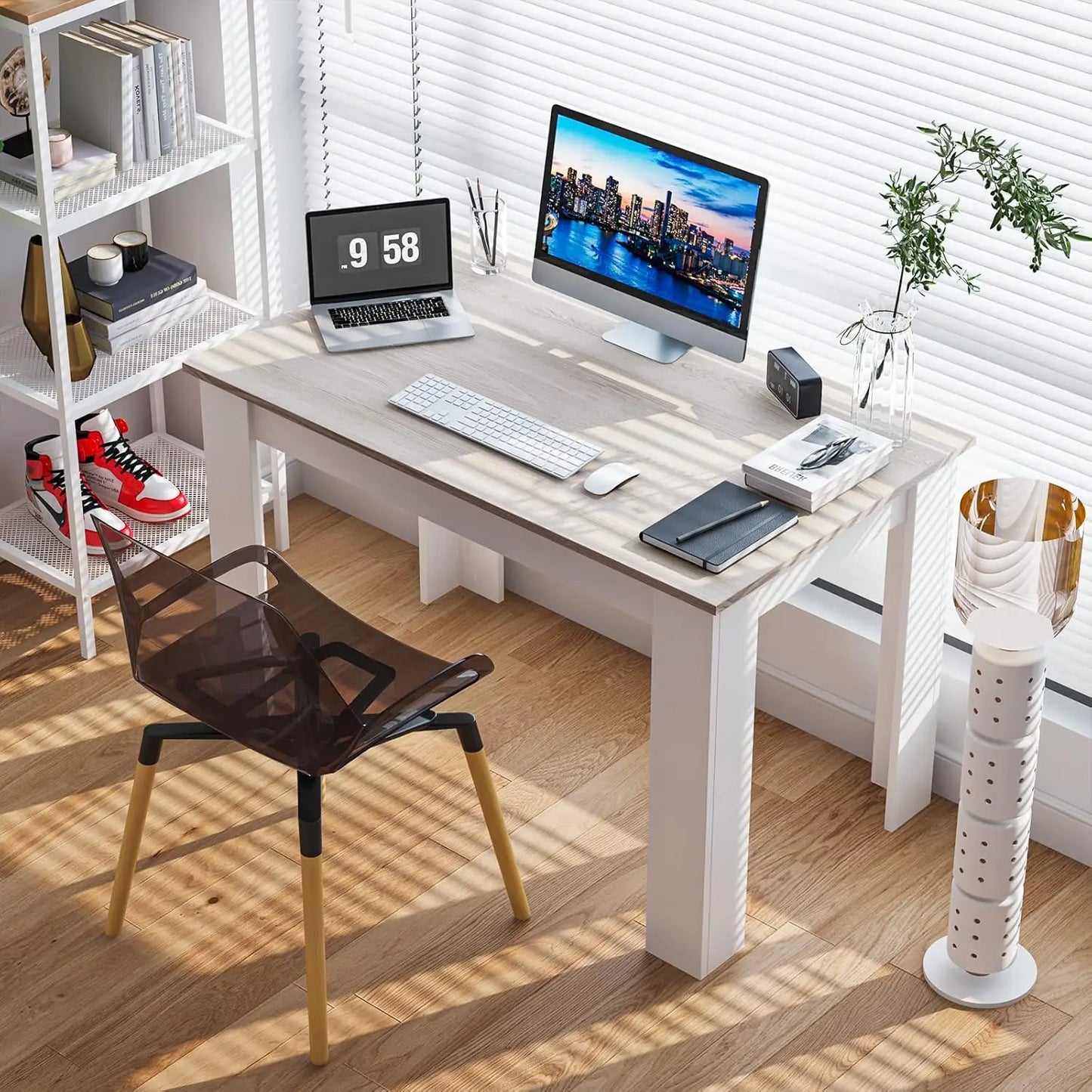 Wooden, Rectangular Dinner Table Or Modern Kitchen Table for 4