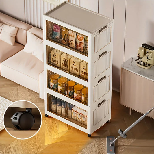 3/4-Tier Foldable Storage Cabinet, Stackable Storage Drawers.