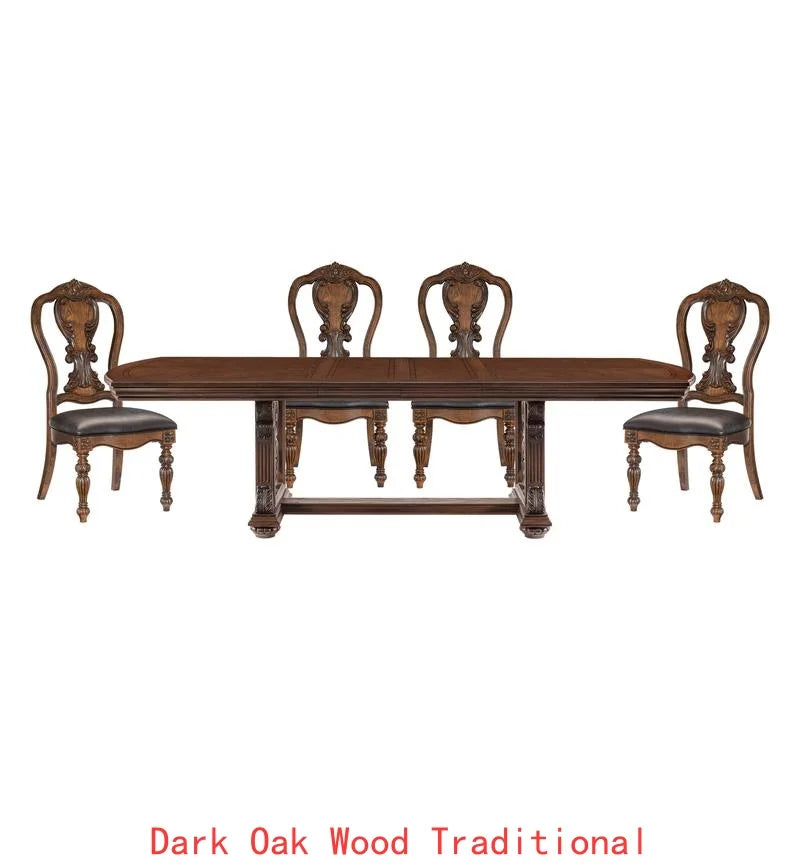 Elegant Formal 5-Piece Dining Set with Extension Leaf Table & 4 Chairs -