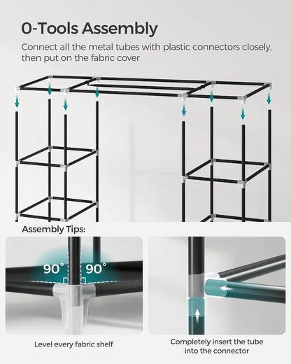 71" Portable, Freestanding Wardrobe, Closet Storage Organizer