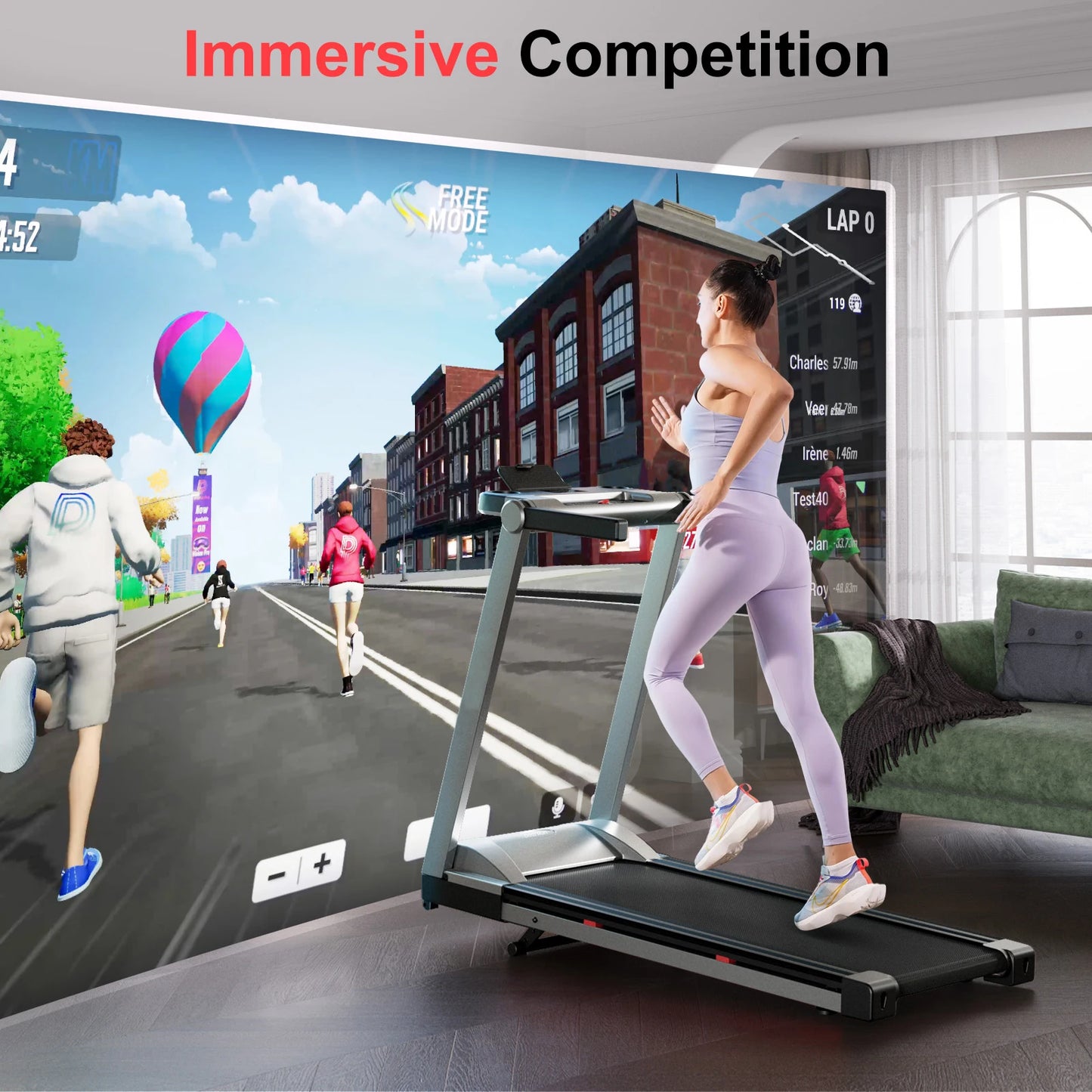 3.5HP Foldable Incline Home Treadmill Walking Pad with Handle Bar Holder