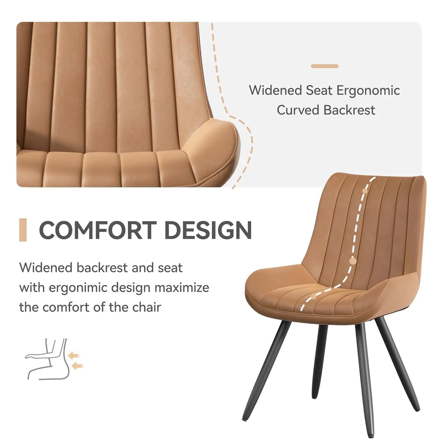 Mid Century Modern Kitchen Chairs with Soft Cushion, Set of 4