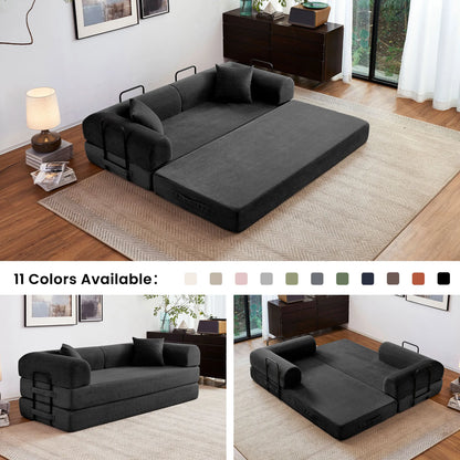 79'' Boneless Couch, Foldable Convertible Futon Sleeper