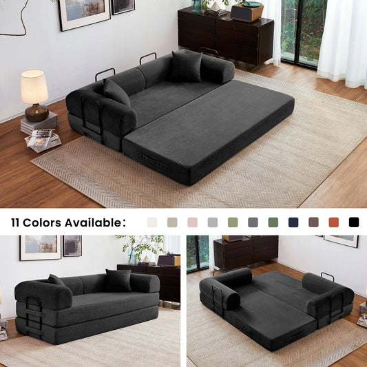 79'' Boneless Couch, Foldable Convertible Futon Sleeper