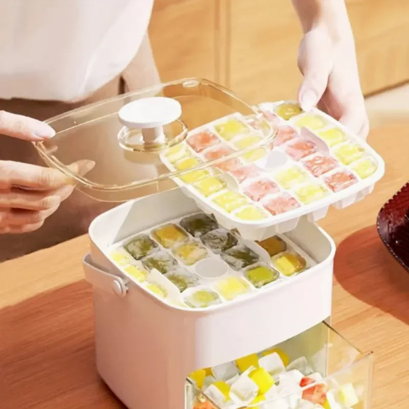 48-Cube Ice Maker - Portable, Double Layer, Easy-Press Lid