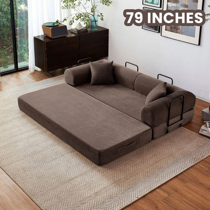 79'' Boneless Couch, Foldable Convertible Futon Sleeper