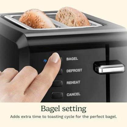 2-Slice Compact Plastic Toaster in Black