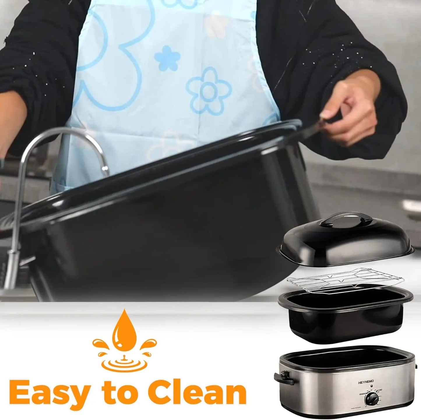 28 Quart Electric Roaster Oven with Visible Lid