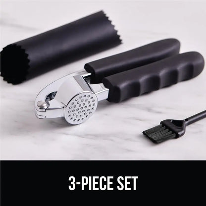 Heavy Duty Garlic Press & Peeler Set, Kitchen Gadget in Black