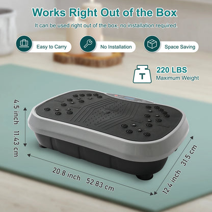 Portable Vibration Plate Exercise Machine with Bluetooth Remote Control With Resistance Bands
