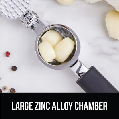 Heavy Duty Garlic Press & Peeler Set, Kitchen Gadget in Black