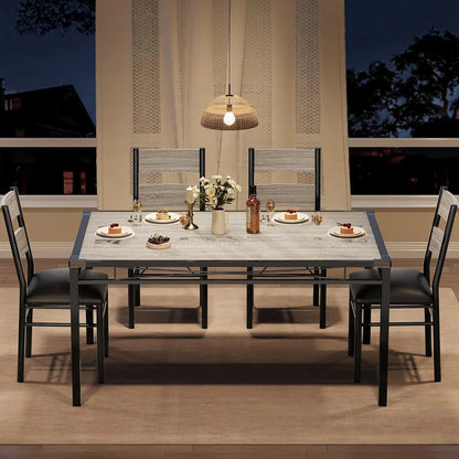 Dining Table Set for 4, Wood Kitchen Table with Corner Protector  with 4 Upholstered Chairs