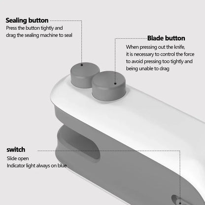 2 In 1 Sealer Cutter Multifunctional Portable, Mini Bag Sealer Portable Resealer