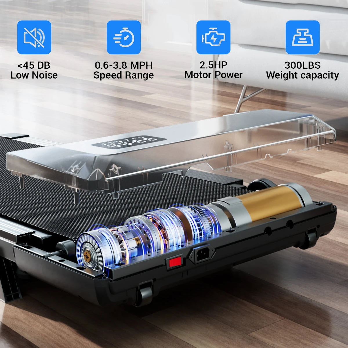 Foldable 6% Slope Under Desk Treadmill,  Portable Remote Control LED Display