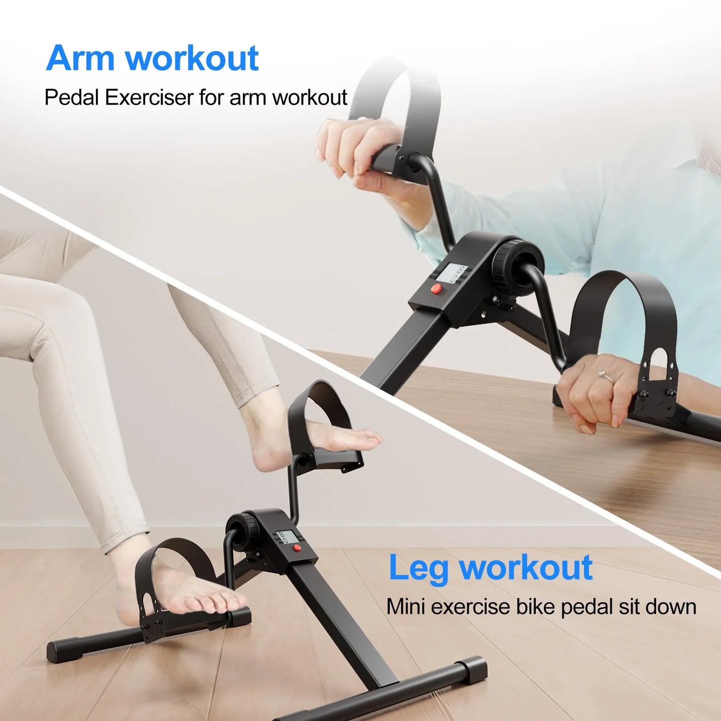 Under Desk Mini Exercise Bike Pedal With Electronic Display Folding Pedal Exerciser