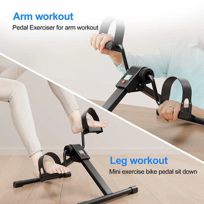 Under Desk Mini Exercise Bike Pedal With Electronic Display Folding Pedal Exerciser