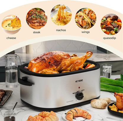 28 Quart Electric Roaster Oven with Visible Lid