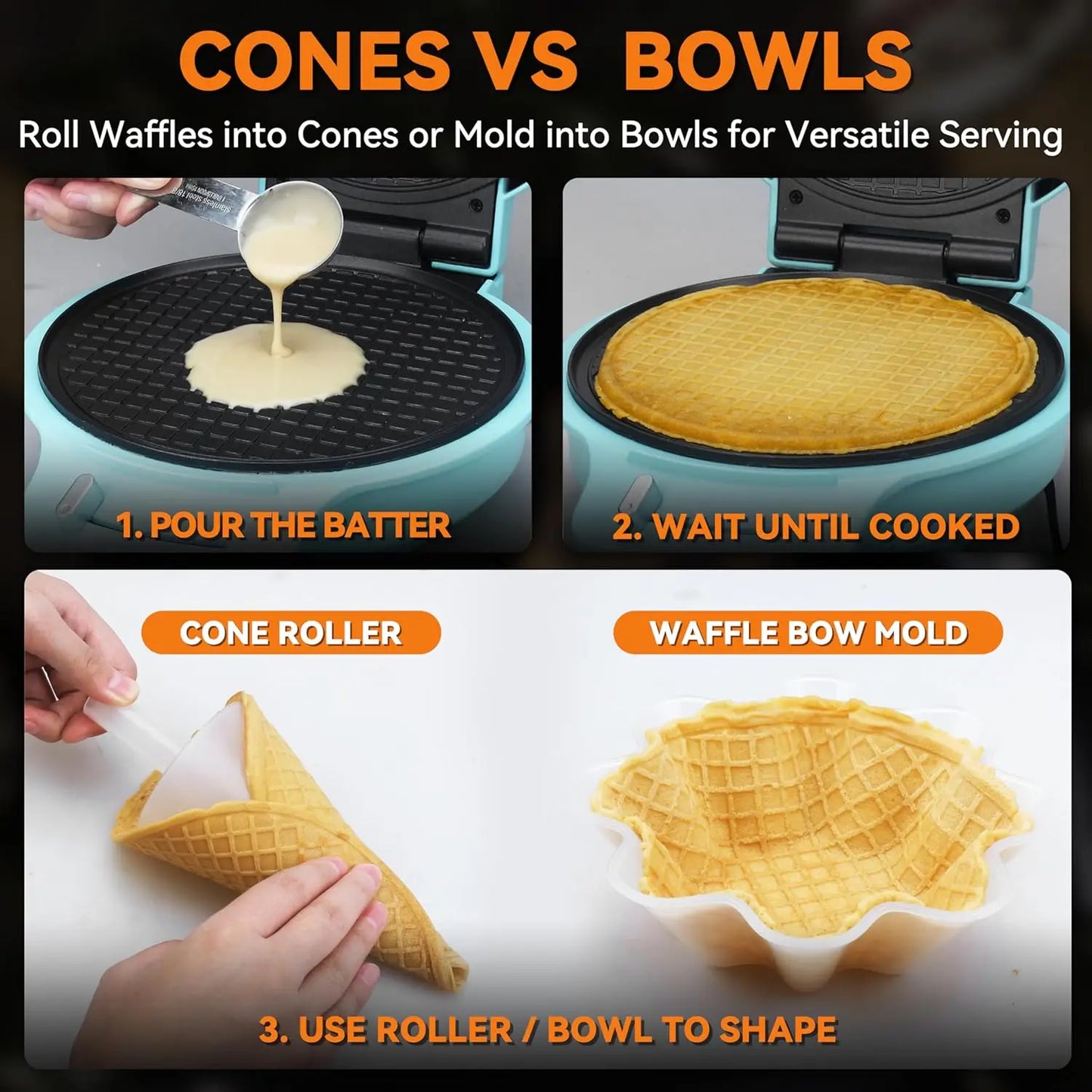 Waffle Cone Maker Machine with Browning Control