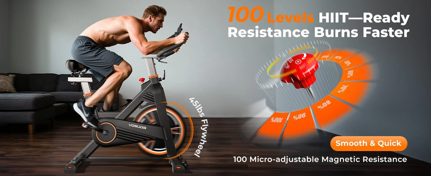 YOSUDA PRO Magnetic Exercise Bike, Indoor Cycling Bike Stationary with Comfortable Seat Cushion