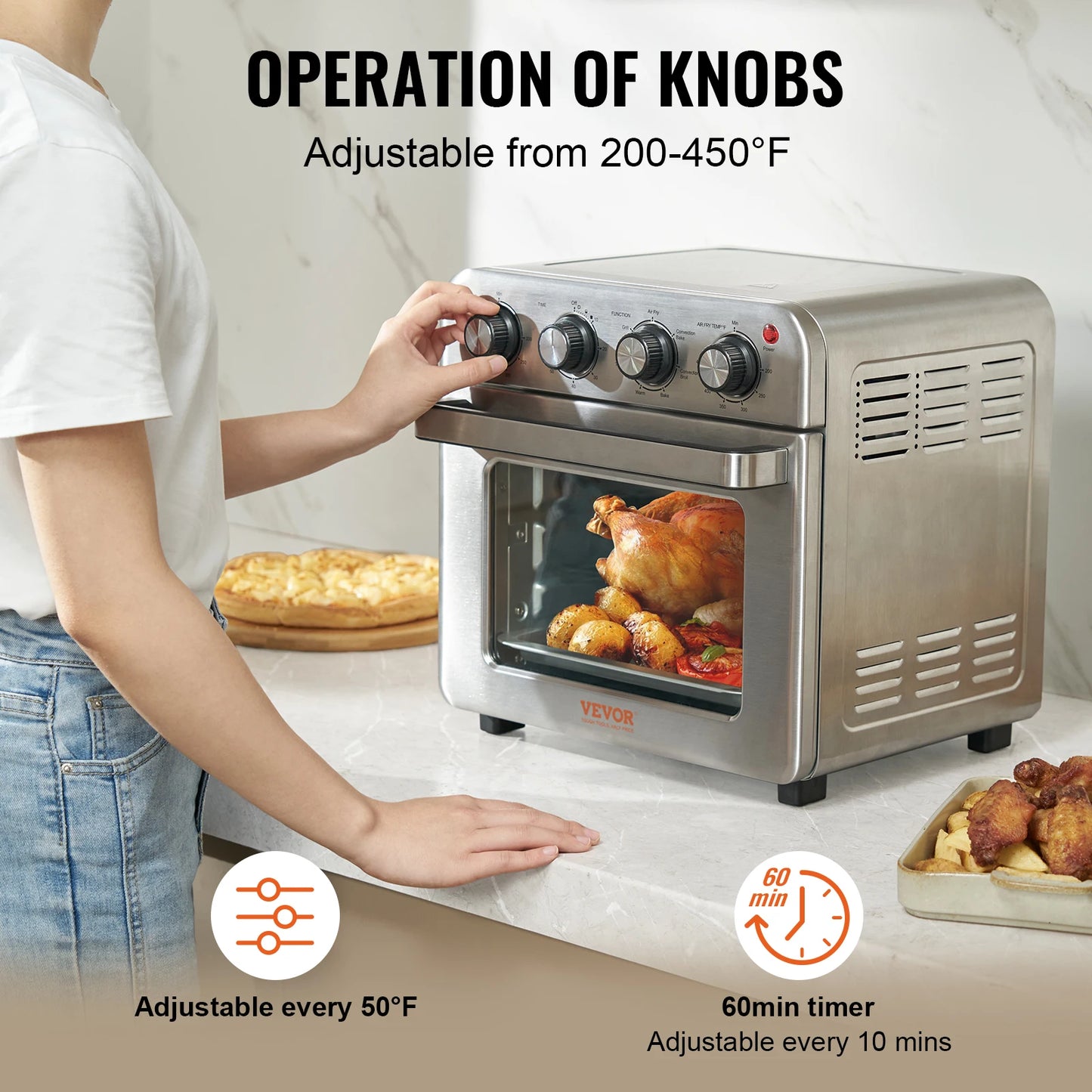 18L 1700W Air Fryer Toaster Oven Countertop Combo with Grill Home and Commercial Use