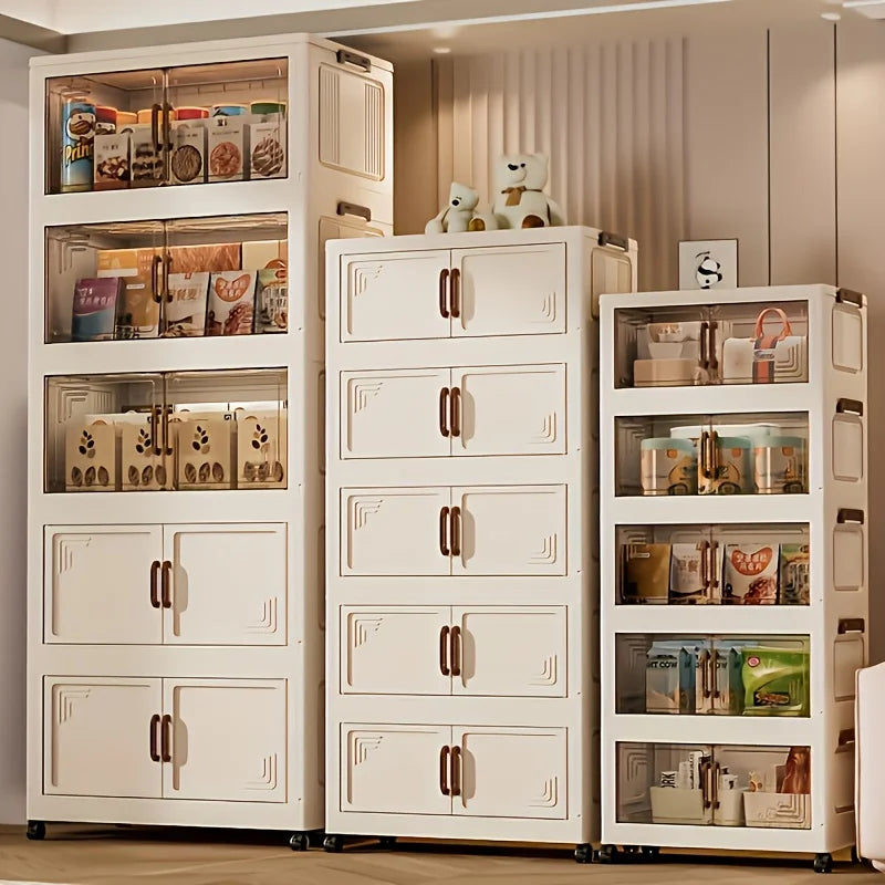 3/4-Tier Foldable Storage Cabinet, Stackable Storage Drawers.