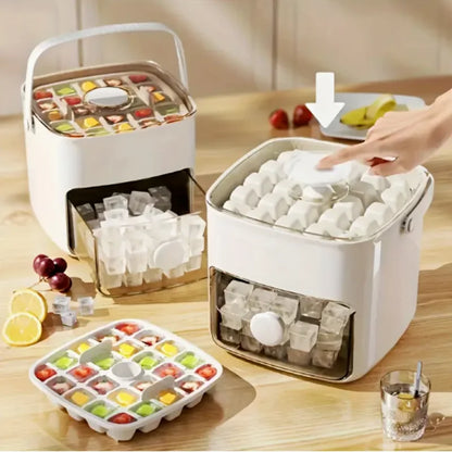 48-Cube Ice Maker - Portable, Double Layer, Easy-Press Lid