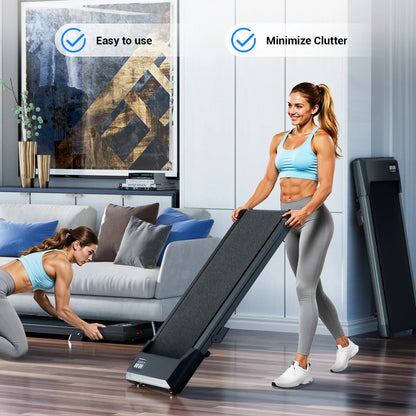 Foldable 6% Slope Under Desk Treadmill,  Portable Remote Control LED Display
