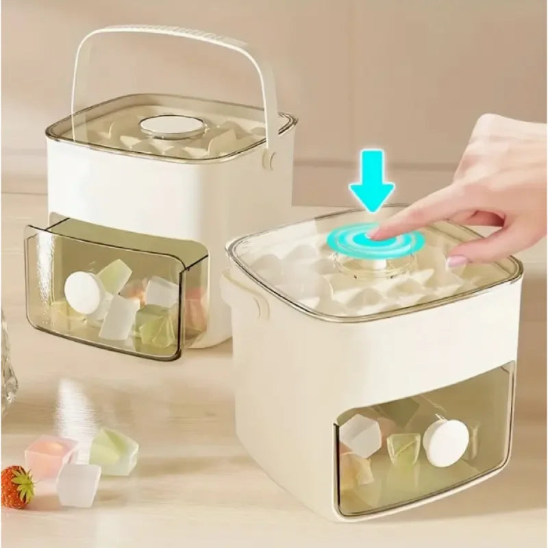 48-Cube Ice Maker - Portable, Double Layer, Easy-Press Lid