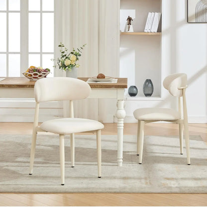 Metal Dining Chairs With Modern Fabric Upholstered, Set Of 2