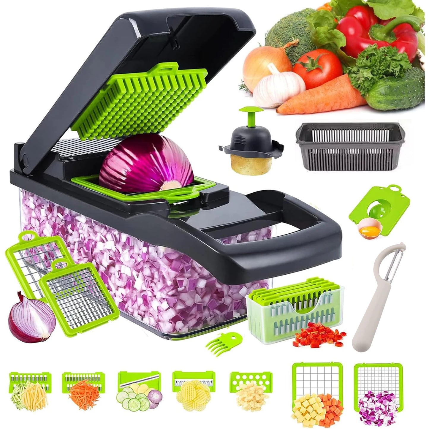 16 x 1 Kitchen professional chopper-type slicer, blade vegetable chopper, kitchen utensils