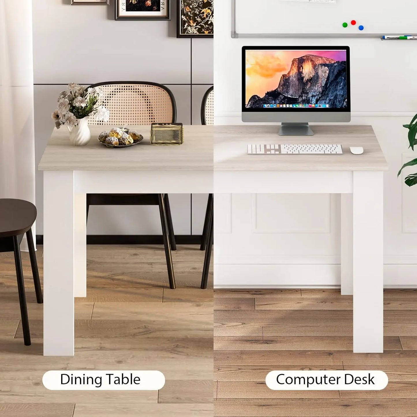 Wooden,  Rectangular Dinner Table Or Modern Kitchen Table for 4