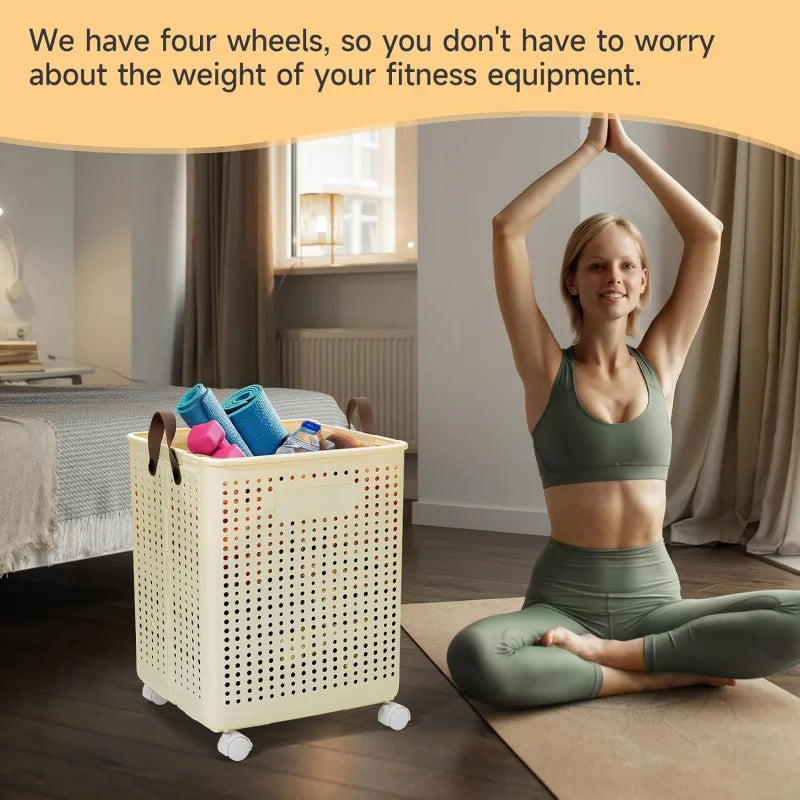 66.5L Foldable Laundry Basket with Wheels