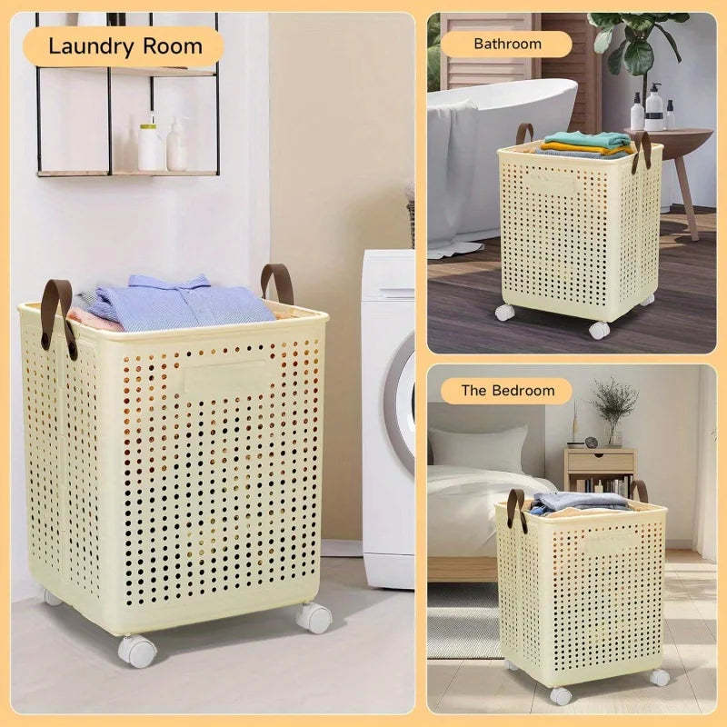 66.5L Foldable Laundry Basket with Wheels