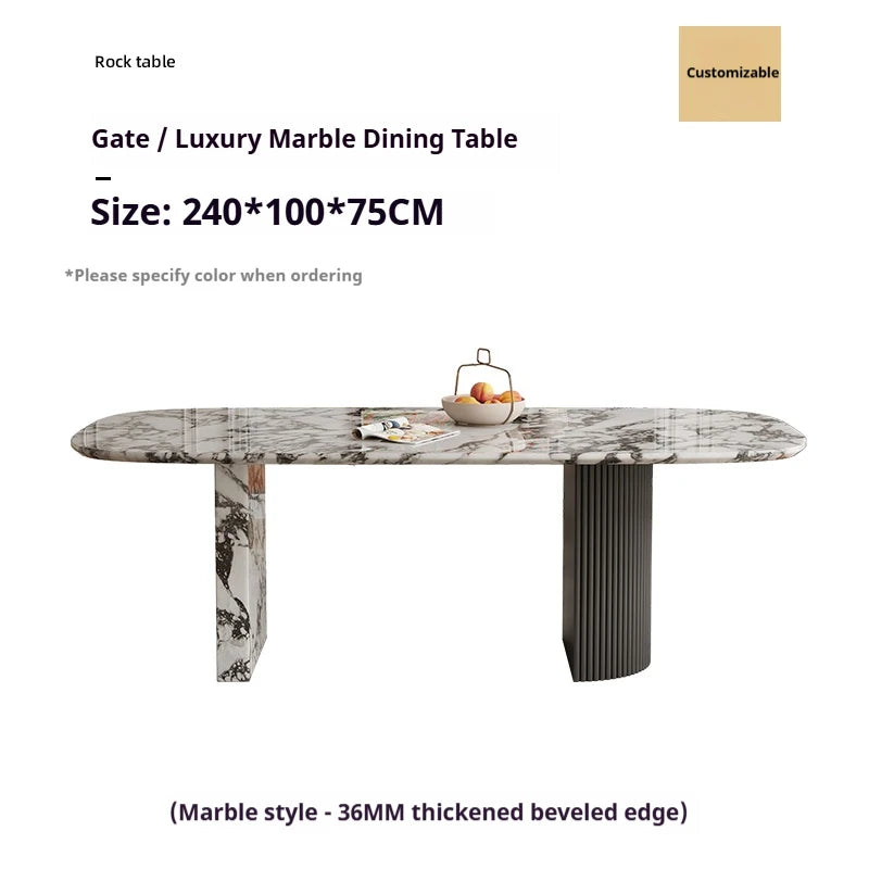 Luxury French Rectangle Marble Table, Trendy Natural Stone Dining Table