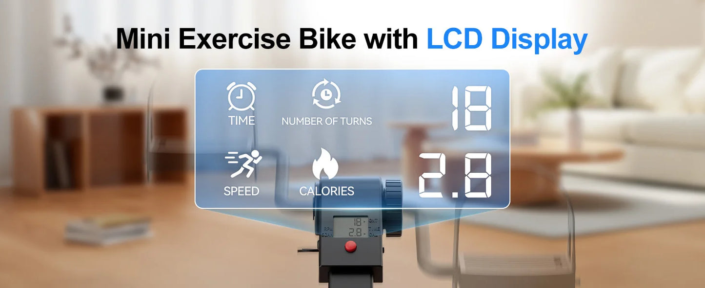 Under Desk Mini Exercise Bike Pedal With Electronic Display Folding Pedal Exerciser