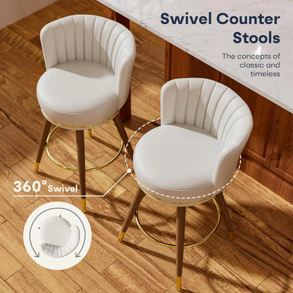 Swivel, Counter Height Bar Stools with Back, Set of 4