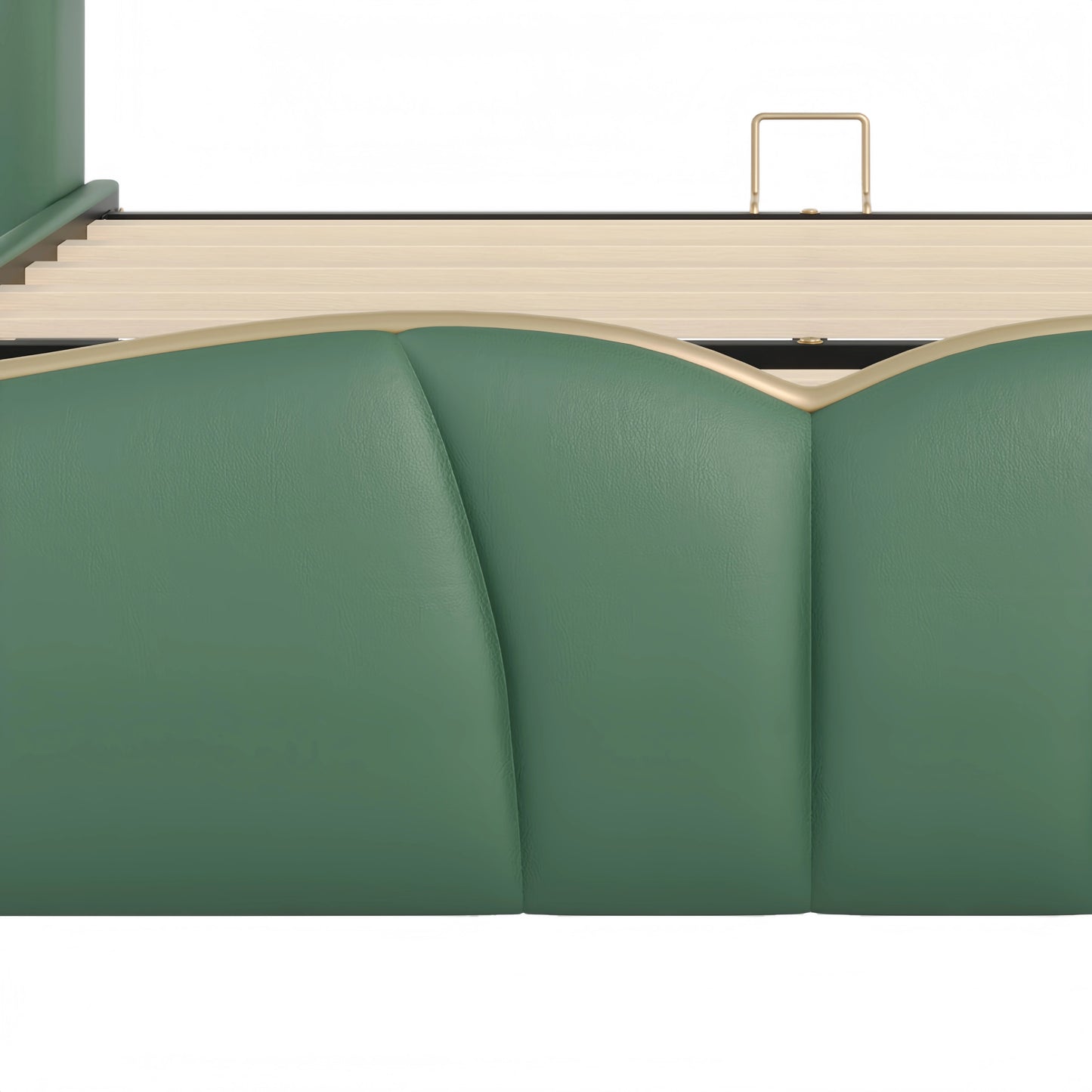 Leather Upholstered Bed Frame with Wingback Head board,