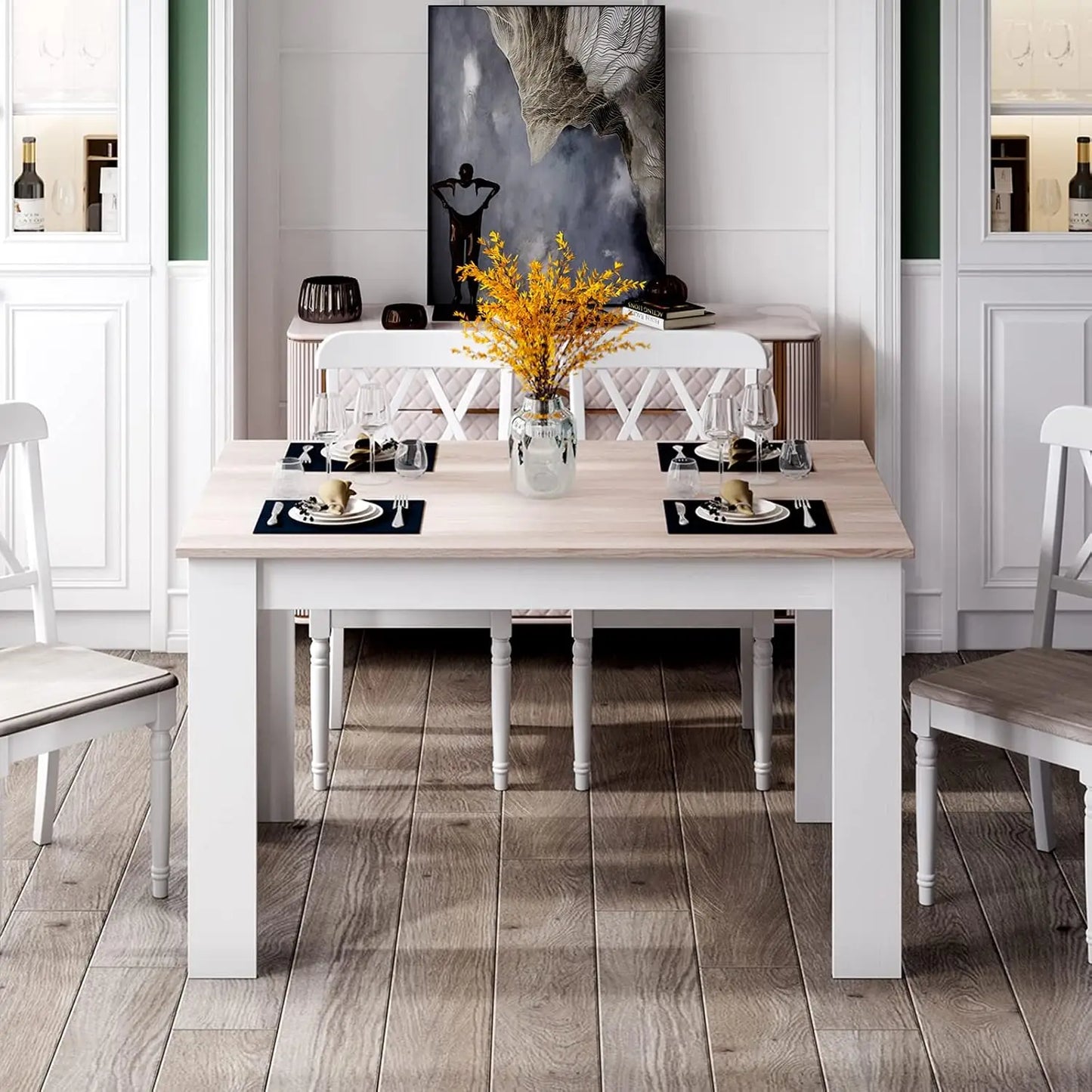 Wooden,  Rectangular Dinner Table Or Modern Kitchen Table for 4