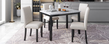Kitchen and Dining Table Set for 4, Wood Dining Table and Chairs Set,