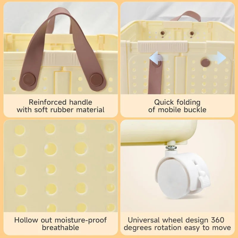 66.5L Foldable Laundry Basket with Wheels