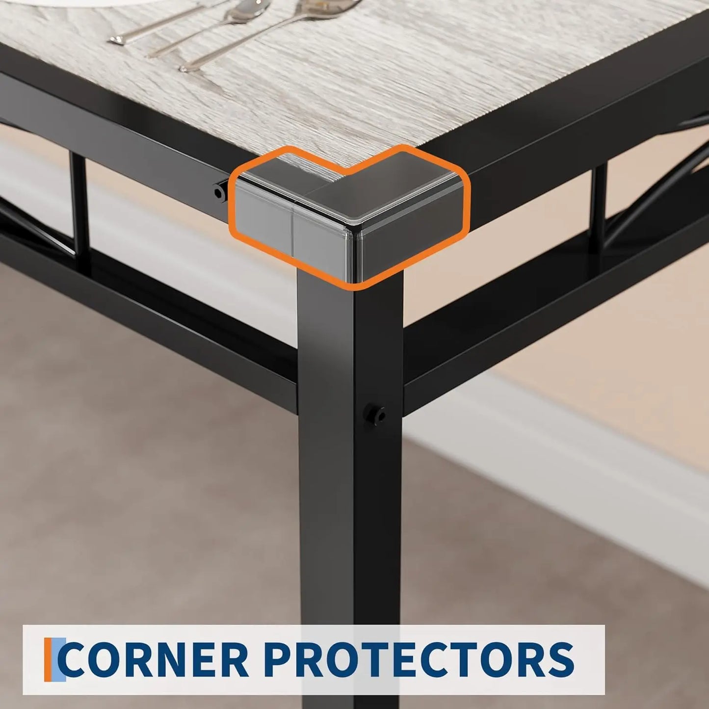 Dining Table Set for 4, Wood Kitchen Table with Corner Protector  with 4 Upholstered Chairs