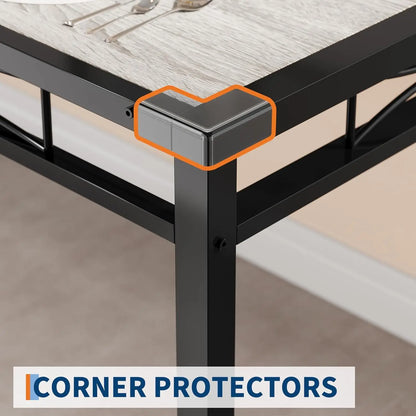 Dining Table Set for 4, Wood Kitchen Table with Corner Protector  with 4 Upholstered Chairs