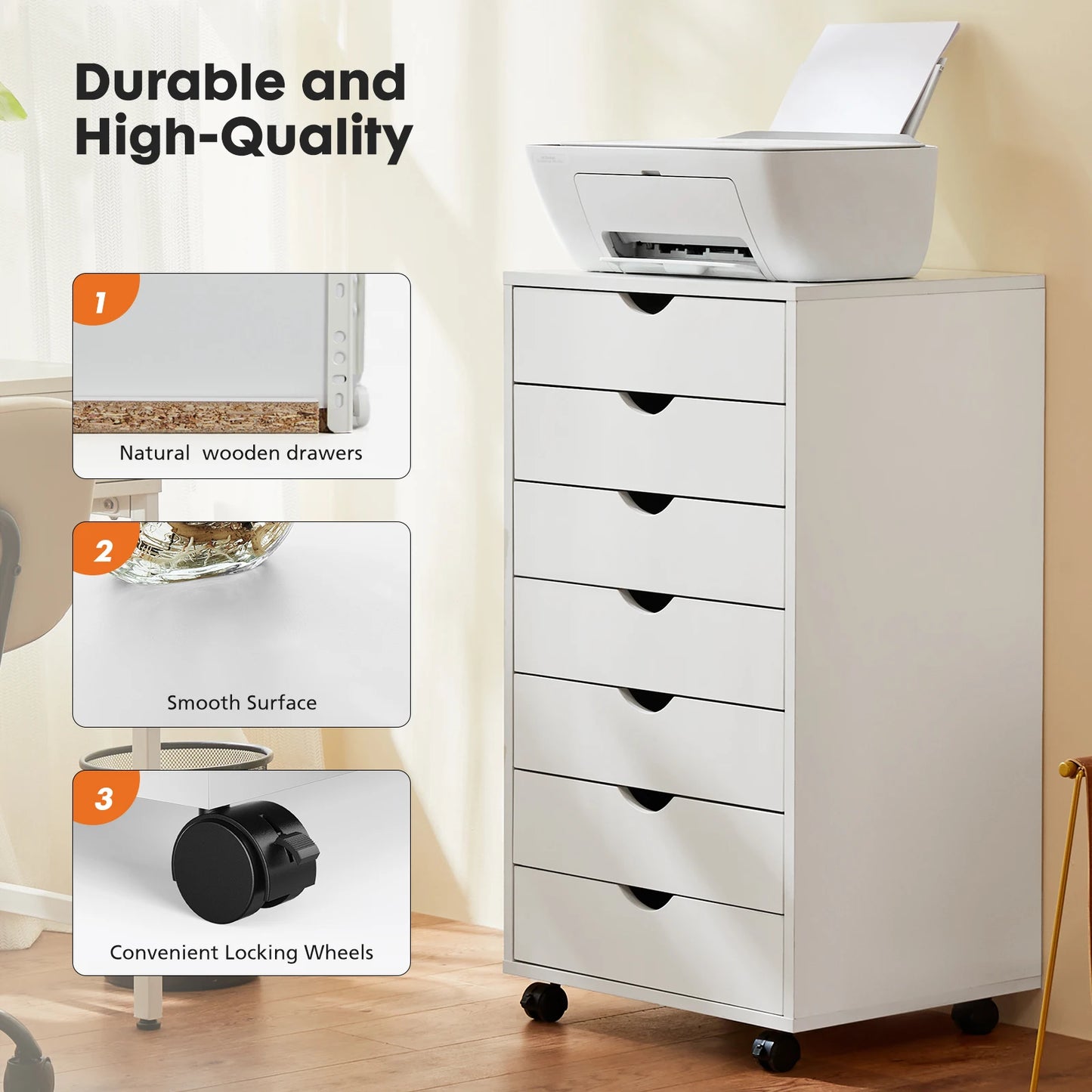 7 Drawer Chest Dresser Nightstand Storage Cabinet Wooden File