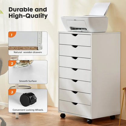 7 Drawer Chest Dresser Nightstand Storage Cabinet Wooden File