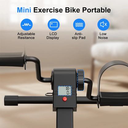 Under Desk Mini Exercise Bike Pedal With Electronic Display Folding Pedal Exerciser