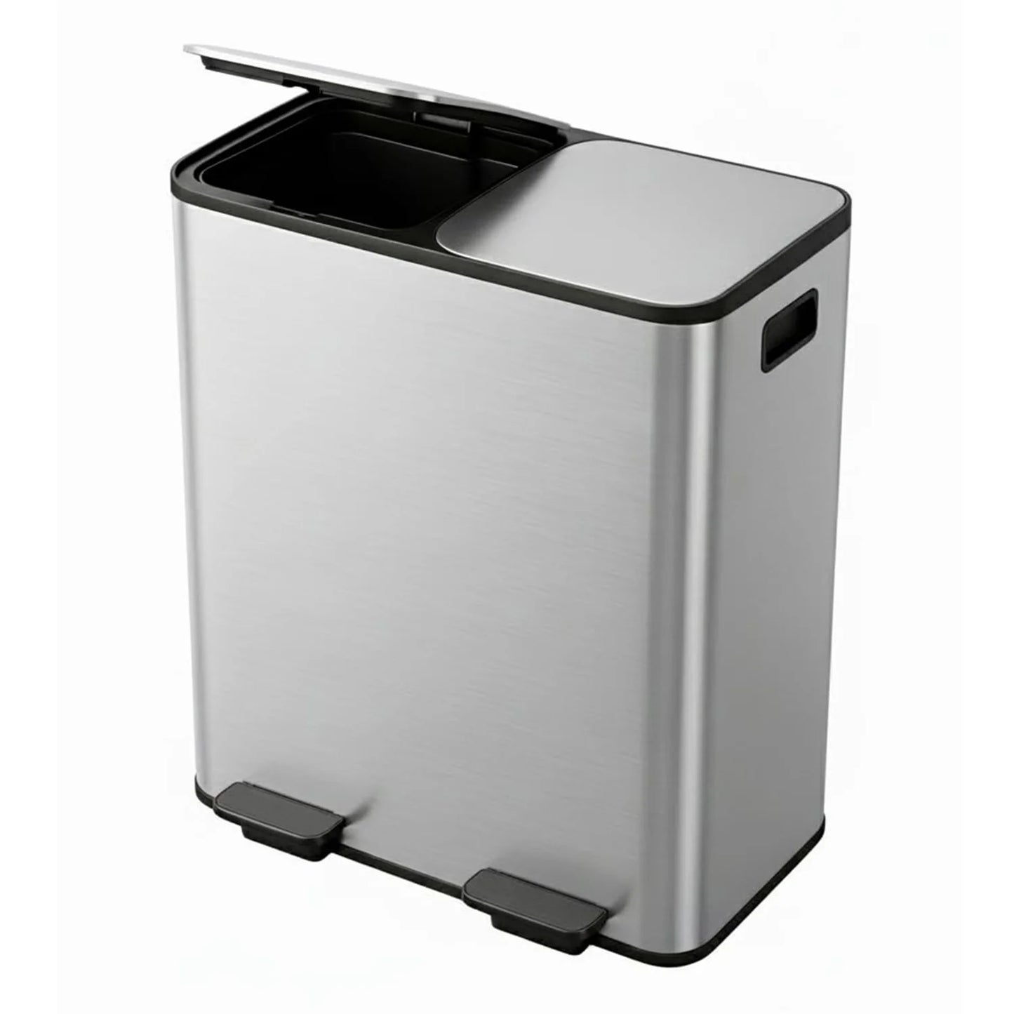 Step Trash Bin for Dual Compartment Recycling Stainless Steel Trash and Recycle Bin