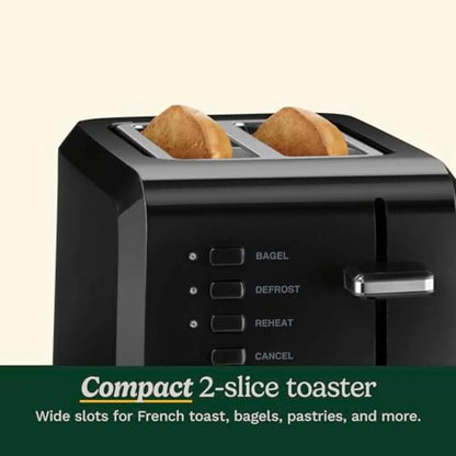 2-Slice Compact Plastic Toaster in Black