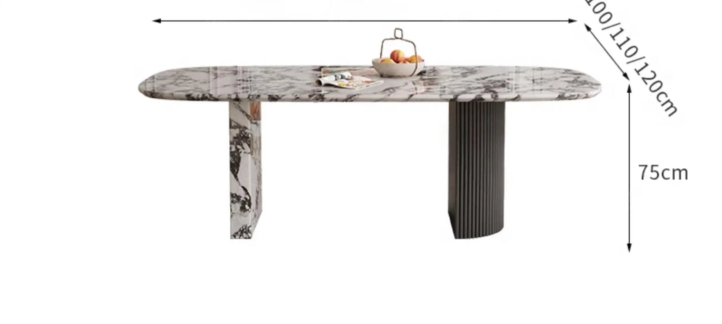 Luxury French Rectangle Marble Table, Trendy Natural Stone Dining Table