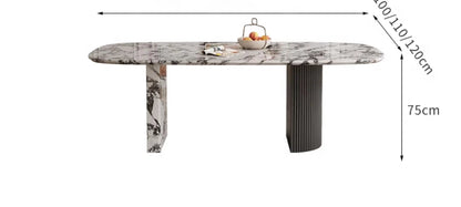 Luxury French Rectangle Marble Table, Trendy Natural Stone Dining Table