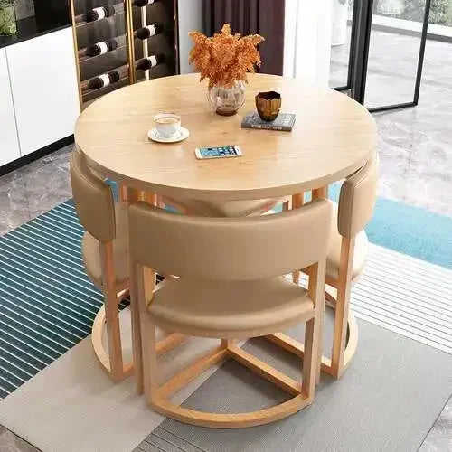 Round Mobile Dining or Kitchen, 4 Chairs